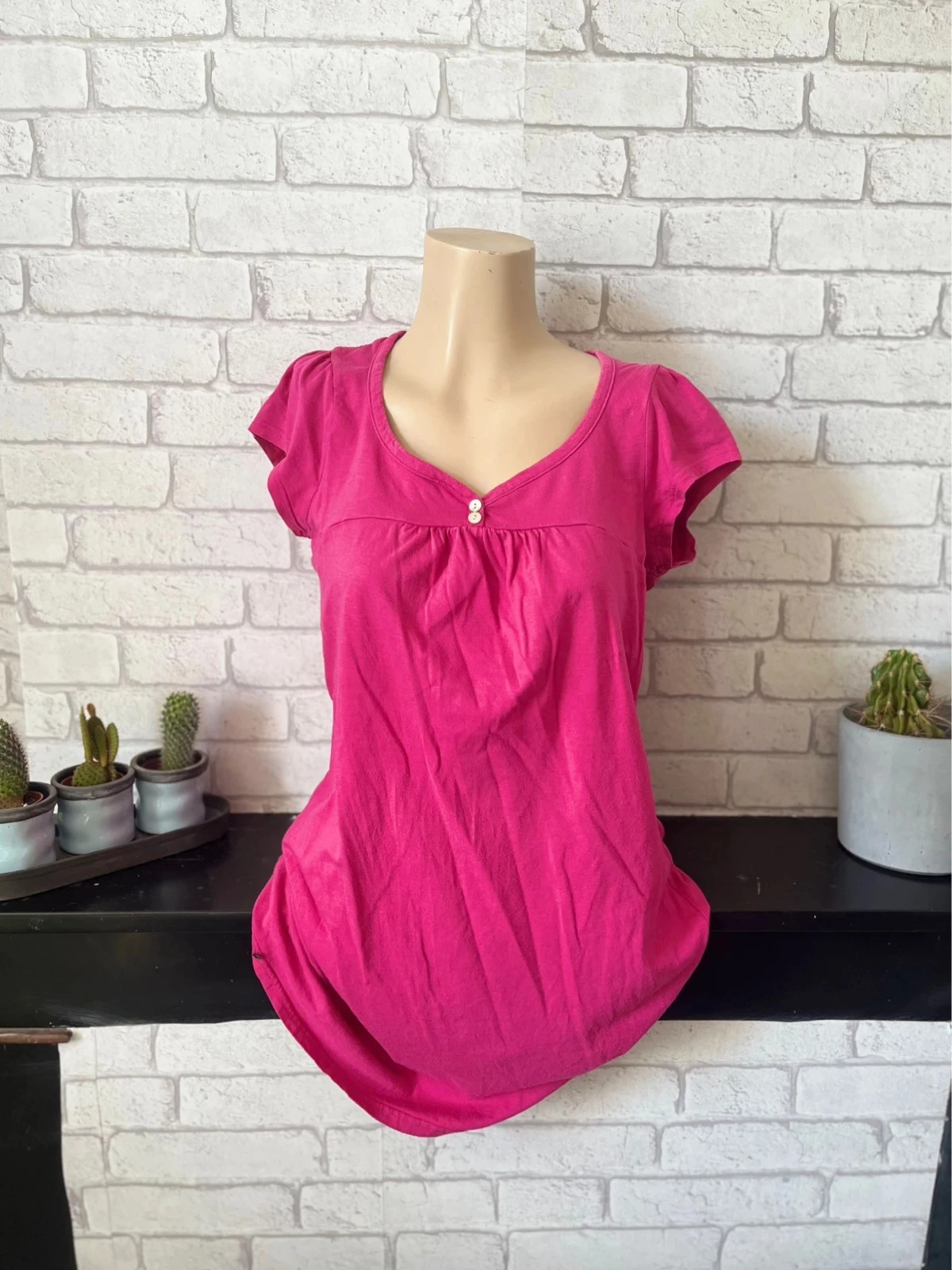 T-shirt femme rose fuchsia – Taille 38 –  bon état